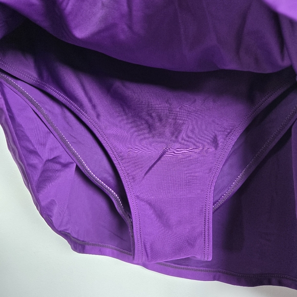 Rotita Purple Tropical Floral 2 Piece Bikini Top & Cinched Swim Skirt Size Large - Picture 9 of 16